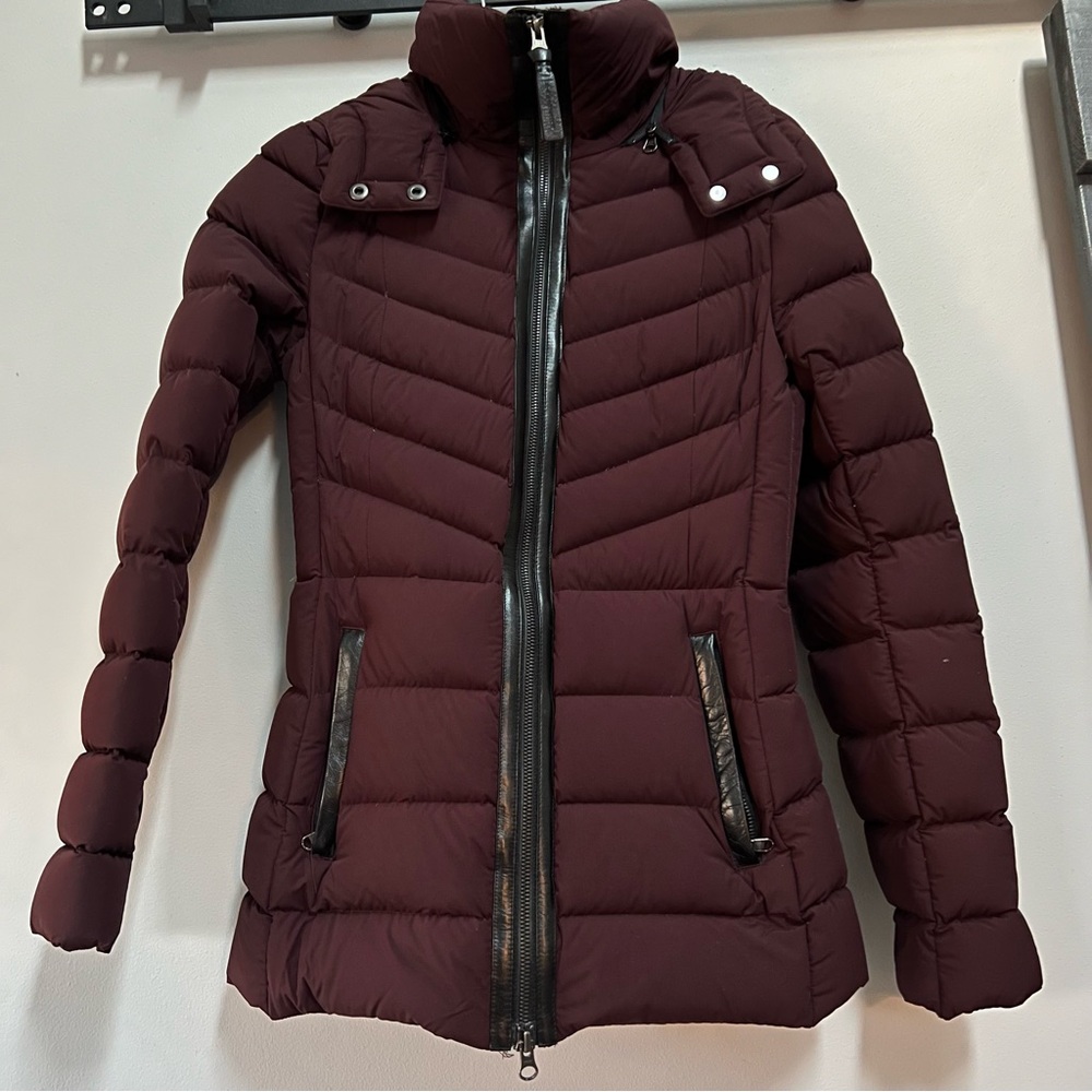 Mackage Patsy Bordeaux Puffer Jacket Leather Trim - image 1